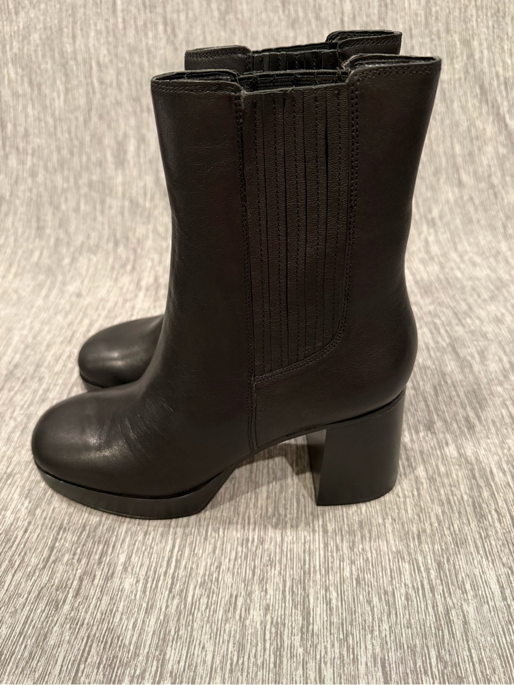 Nine West Black Platform Block Heel Ankle Boots size 9